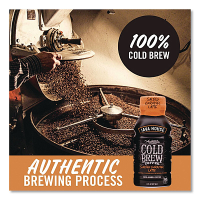 Java House Cold Brew Coffee, Salted Caramel Latte, 8 oz Bottle, 12/Carton (HFP01804)