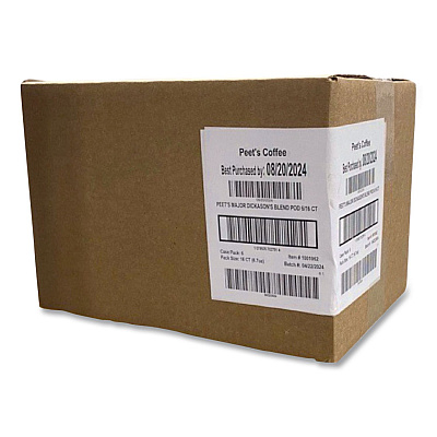 Peet's Coffee Major Dickason's Blend Coffee Pods, Dark Roast, 16/Box, 6 Boxes/Carton (PCE02781)