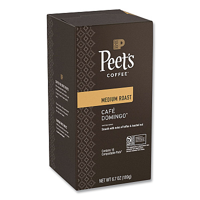 Peet's Coffee Cafe Domingo Soft Pods, 16/ Box, 6 Boxes/Carton (PCE02782)