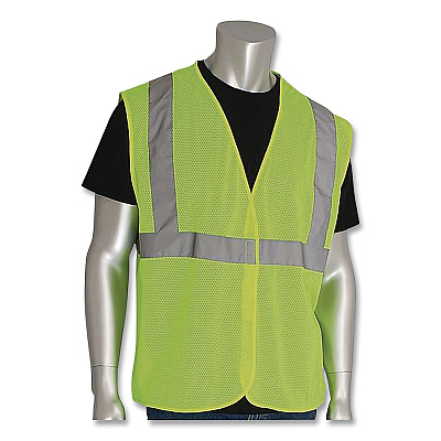 PIP ANSI Class 2 Hook and Loop Safety Vest, Large, Lime (302MVGLYL)