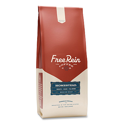 Free Rein Whole Bean Coffee, Homestead, 12 oz Bag (FRE36401)