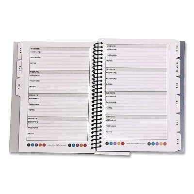 Re-focus the Creative Office Pocket-Size Password Keeper Log Book, User-Name/Password Format, White/Purple Cover, (60) 7 x 5.5 Sheets (SMPRPLPWBOOK)