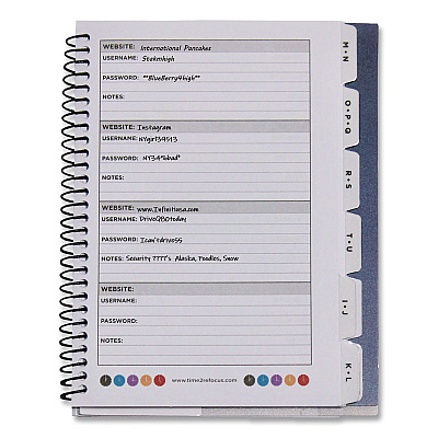 Re-focus the Creative Office Pocket-Size Password Keeper Log Book, User-Name/Password Format, White/Purple Cover, (60) 7 x 5.5 Sheets (SMPRPLPWBOOK)