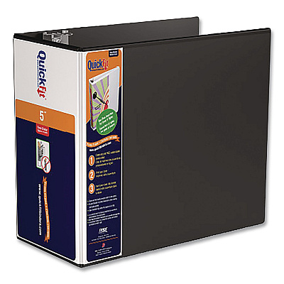 QuickFit D-Ring View Binder, 3 Rings, 5" Capacity, 11 x 8.5, Black (870701)