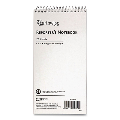 Earthwise by Ampad Recycled Reporter's Notepad, White Cover, Gregg Rule, (70) White 4 x 8 Sheets, Dozen (25280DZ)