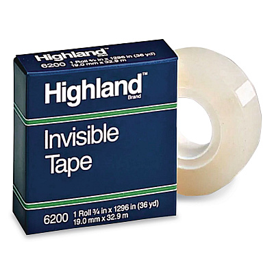 Highland Invisible Permanent Mending Tape, 1" Core, 0.75" x 36 yds, Clear, 144 Rolls/Carton (6200341296CT)