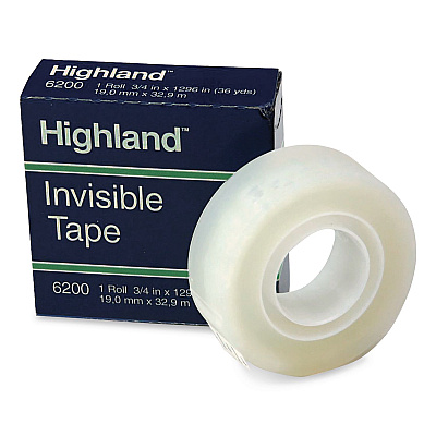Highland Invisible Permanent Mending Tape, 1" Core, 0.75" x 36 yds, Clear, 144 Rolls/Carton (6200341296CT)