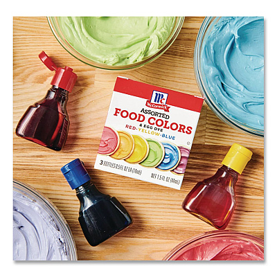 Performance Food Group Food Coloring, Red/Yellow/Blue, 0.5 oz Bottle, 3/Box (MCM05308)