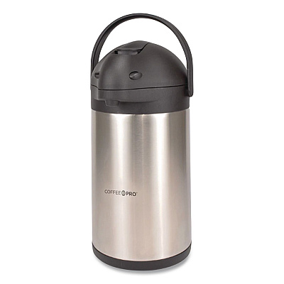 Coffee Pro Stainless Steel Airpot, 192 oz, Silver/Black (CPAP35)