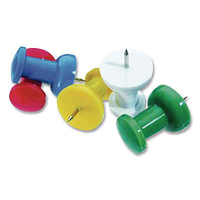 Officemate Giant Push Pins, Assorted Colors, Plastic, 1.5" Pin, 12/Pack (1266155)