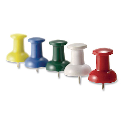 Officemate Giant Push Pins, Assorted Colors, Plastic, 1.5" Pin, 12/Pack (1266155)