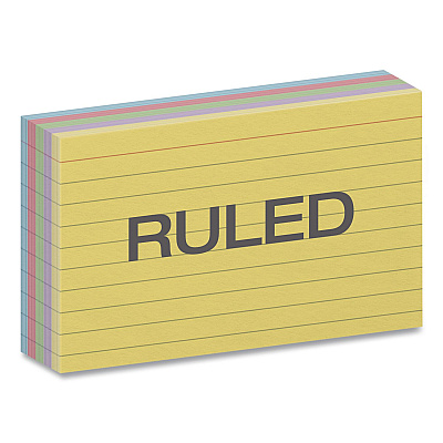 Oxford Ruled Index Cards, 3 x 5, Assorted Colors, 3,000/Carton (40280CT)