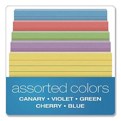 Oxford Ruled Index Cards, 3 x 5, Assorted Colors, 3,000/Carton (40280CT)