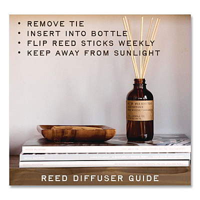 P.F. Candle Co. Reed Diffuser, Teakwood and Tobacco, 3.5 oz, 4.25" Bottle, 9" Reeds, Amber (RD4)