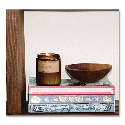 P.F. Candle Co. Ojai Lavender Soy Candle, 40 to 50 Hours Burn Time, 2.9 d x 3.5 h, 7.2 oz, Amber (SC35)