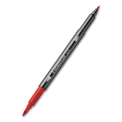 Staedtler Double-Ended Watercolor Brush Pens, Fine (0.5 to 0.8 mm) and Medium (0.6 to 1 mm) Brush Tips, Assorted Colors, 36/Set (3001TB3602)
