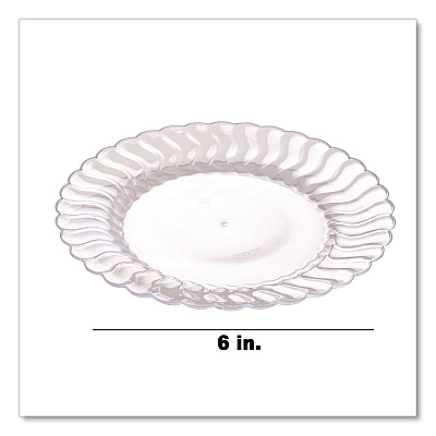 Fineline Settings Flairware Flared Dessert Plate, 6" dia, Clear, 180/Carton (206CL)