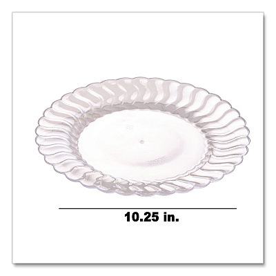 Fineline Settings Flairware Dinner Plate, 10.25" dia, Clear, 144/Carton (210CL)