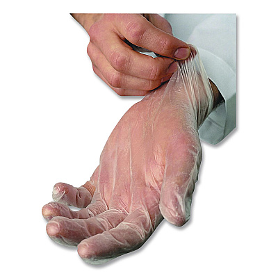 AMBITEX V200 Series Powder-Free Vinyl Exam Gloves, Small, 4 mil Thick, 9" Long, Clear, 100/Box, 10 Boxes/Carton (VSM200CT)