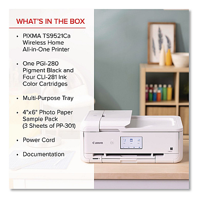 Canon PIXMA TS9521Ca Inkjet Printer, Copy/Print/Scan (2988C052)