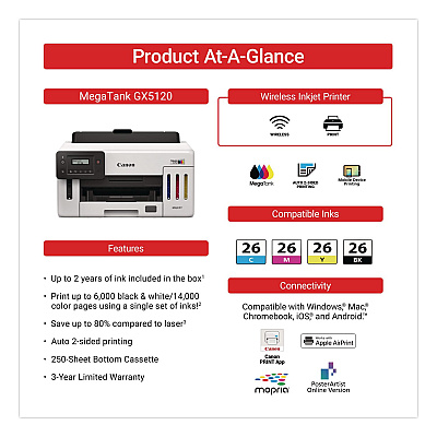 Canon MAXIFY GX5120 Wireless Inkjet Printer (6884C002)