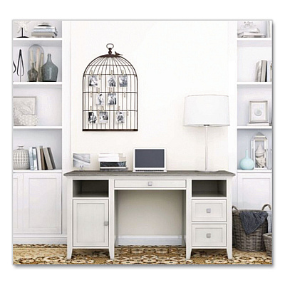 Whalen Abington Two-Pedestal Wood Computer Desk, 60" x 23.63" x 30.25", Dusty Aged Oak/Antique White (SPUSABTD)