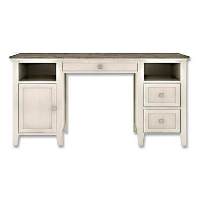 Whalen Abington Two-Pedestal Wood Computer Desk, 60" x 23.63" x 30.25", Dusty Aged Oak/Antique White (SPUSABTD)