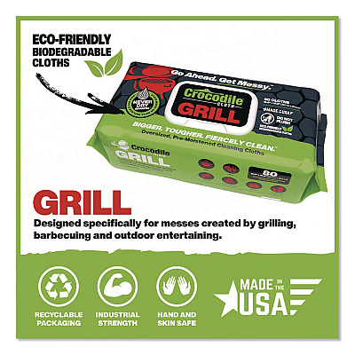 Crocodile Cloth Grill Cleaning Cloths, 10 x 15, White, 80/Pack (6600080)
