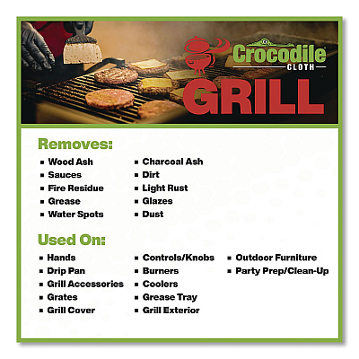 Crocodile Cloth Grill Cleaning Cloths, 10 x 15, White, 80/Pack (6600080)