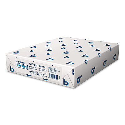 Boardwalk Copy Paper, 92 Bright, 20 lb Bond Weight, 8.5 x 11, White, 500 Sheets/Ream, 10 Reams/Carton, 40 Cartons/Pallet (21200PLT)