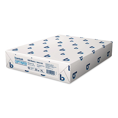 Boardwalk Copy Paper, 92 Bright, 20 lb Bond Weight, 8.5 x 11, White, 500 Sheets/Ream, 10 Reams/Carton (21200)