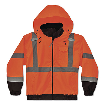ergodyne GloWear 8379 Class 3 Hi-Vis Fleece Lined Bomber Jacket, X-Small, Orange (24461)
