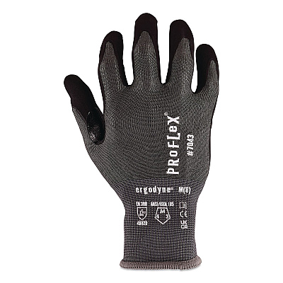 ergodyne ProFlex 7043 ANSI A4 Nitrile Coated CR Gloves, EN388: 4X42D, 7.5" Long, 3X-Large (12), Gray, Pair (10527)