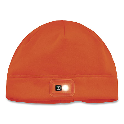 ergodyne N-Ferno 6801 Winter Skull Cap with LED Rechargeable Light, Fleece, One Size Fits Most, Orange (16791)
