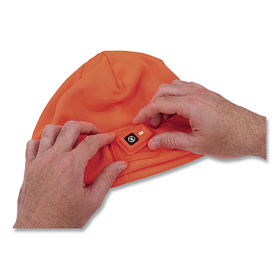 ergodyne N-Ferno 6801 Winter Skull Cap with LED Rechargeable Light, Fleece, One Size Fits Most, Orange (16791)