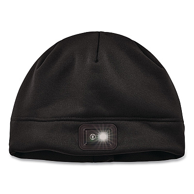 ergodyne N-Ferno 6801 Winter Skull Cap with LED Rechargeable Light, Fleece, One Size Fits Most, Black (16792)