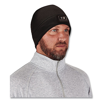 ergodyne N-Ferno 6801 Winter Skull Cap with LED Rechargeable Light, Fleece, One Size Fits Most, Black (16792)
