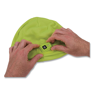 ergodyne N-Ferno 6801 Winter Skull Cap with LED Rechargeable Light, Fleece, One Size Fits Most, Lime (16790)