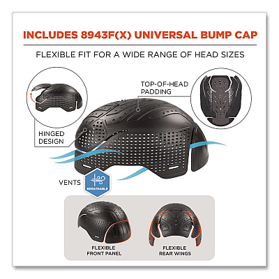 ergodyne N-Ferno 6808ZI Zippered Winter Beanie Hat with Bump Cap, One Size Fits Most, Black (16911)