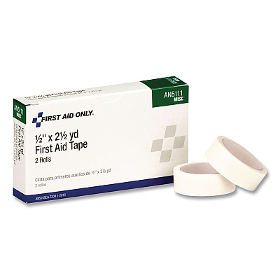 First Aid Only First Aid Tape, Paper, 0.5" x 2.5 yd, White, 6 Rolls/Box (AN5111)