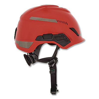 MSA V-Gard H1 Safety Helmet, Vented, Brimless, Fas-Trac III Pivot Ratchet Suspension, One Size Fits Most (6.5 to 8), Red (10194784)