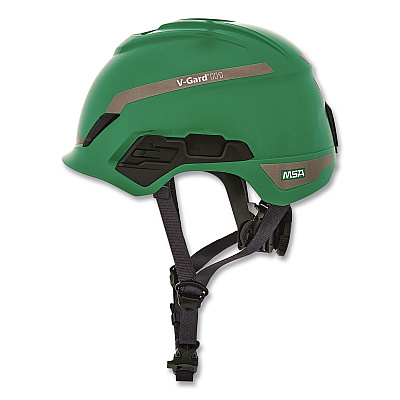 MSA V-Gard H1 Safety Helmet, Brimless, Fas-Trac III Pivot Ratchet Suspension, One Size Fits Most (6.5 to 8), Green (10194794)