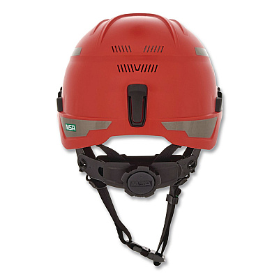 MSA V-Gard H1 Safety Helmet, Vented, Brimless, Fas-Trac III Pivot Ratchet Suspension, One Size Fits Most (6.5 to 8), Red (10194784)