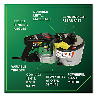 8 Amp Variable Speed Portable Rebar Cutter and Bender (VB16YM)