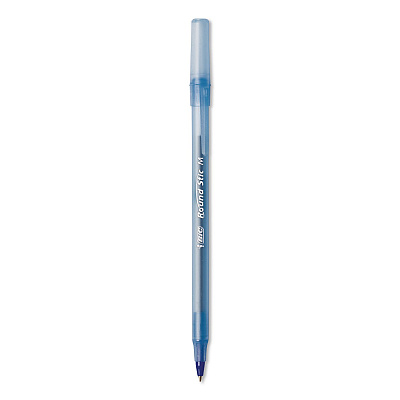 BIC Round Stic Xtra Life Ballpoint Pen, Stick, Medium 1 mm, Blue Ink, Translucent Blue Barrel, 12/Box, 36 Boxes/Carton (GSM11BECT)