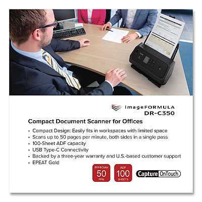 Canon imageFORMULA DR-C350, 600 dpi Optical Resolution, 100-Sheet Duplex Auto Document Feeder (7290C002)