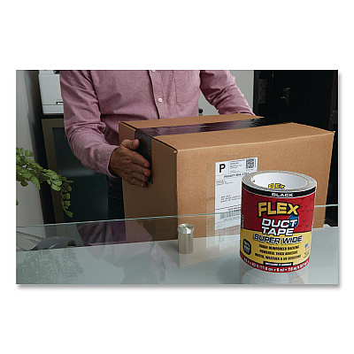 Flex Super Wide Duct Tape, 4" Core, 39 mil Thick, 4.6" x 20 ft, Black, 6/Carton (DTBLKR4620)