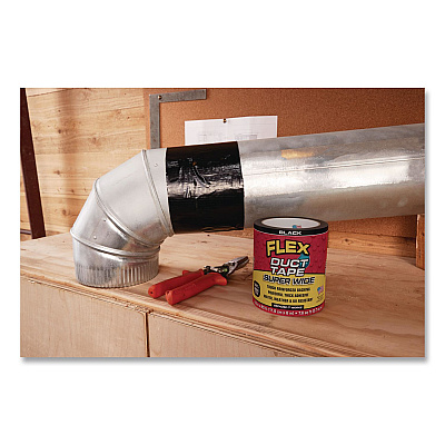 Flex Super Wide Duct Tape, 4" Core, 39 mil Thick, 4.6" x 20 ft, Black, 6/Carton (DTBLKR4620)