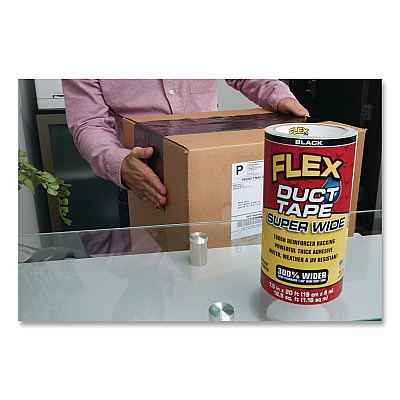 Flex Super Wide Duct Tape, 4" Core, 39 mil Thick, 7.5" x 20 ft, Black, 3/Carton (DTBLKR7520)