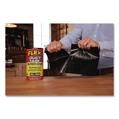 Flex Super Wide Duct Tape, 4" Core, 39 mil Thick, 7.5" x 20 ft, Black, 3/Carton (DTBLKR7520)